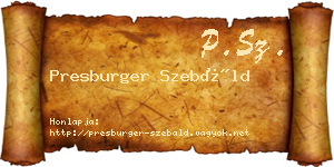 Presburger Szebáld névjegykártya
